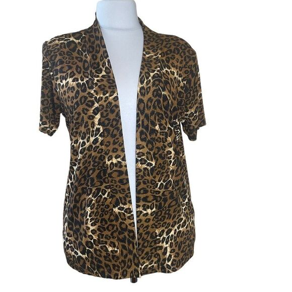 JOSTAR Open Front Lightweight Jacket Short Sleeve Animal Print Size L - Picture 1 of 14